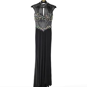 NWOT Dave & Johnny Black Crystal Evening Gown